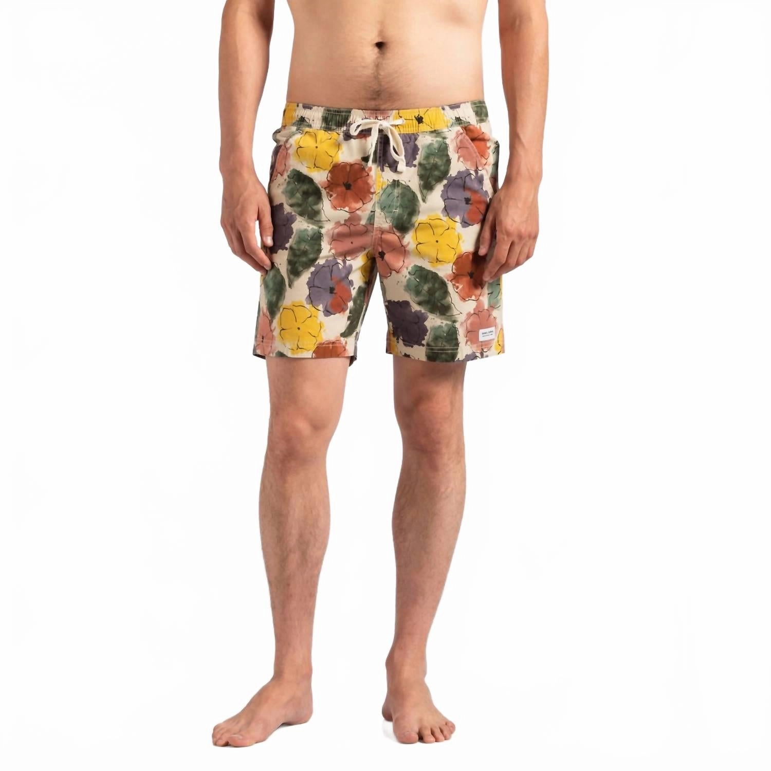 Soho Elastic Boardshort In Bone mens full coverage swimwear, stylish mens swim trunks