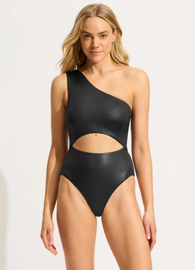 Soleil One Shoulder One Piece - Black plus size swimwear women, summer swimwear for ladies