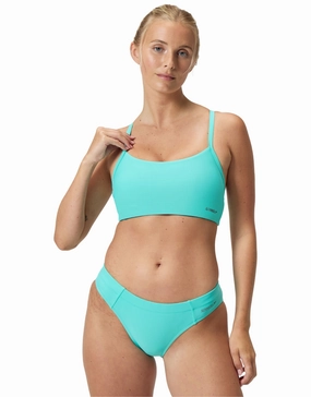 Solid Racerback Bikini Top - Turquoise minimalistic swimsuits women, sleek swimwear styles