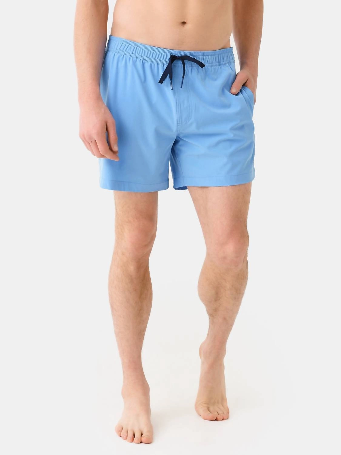 Solid Swim Trunk In Ocean Channel mens full coverage swimwear, stylish mens swim trunks