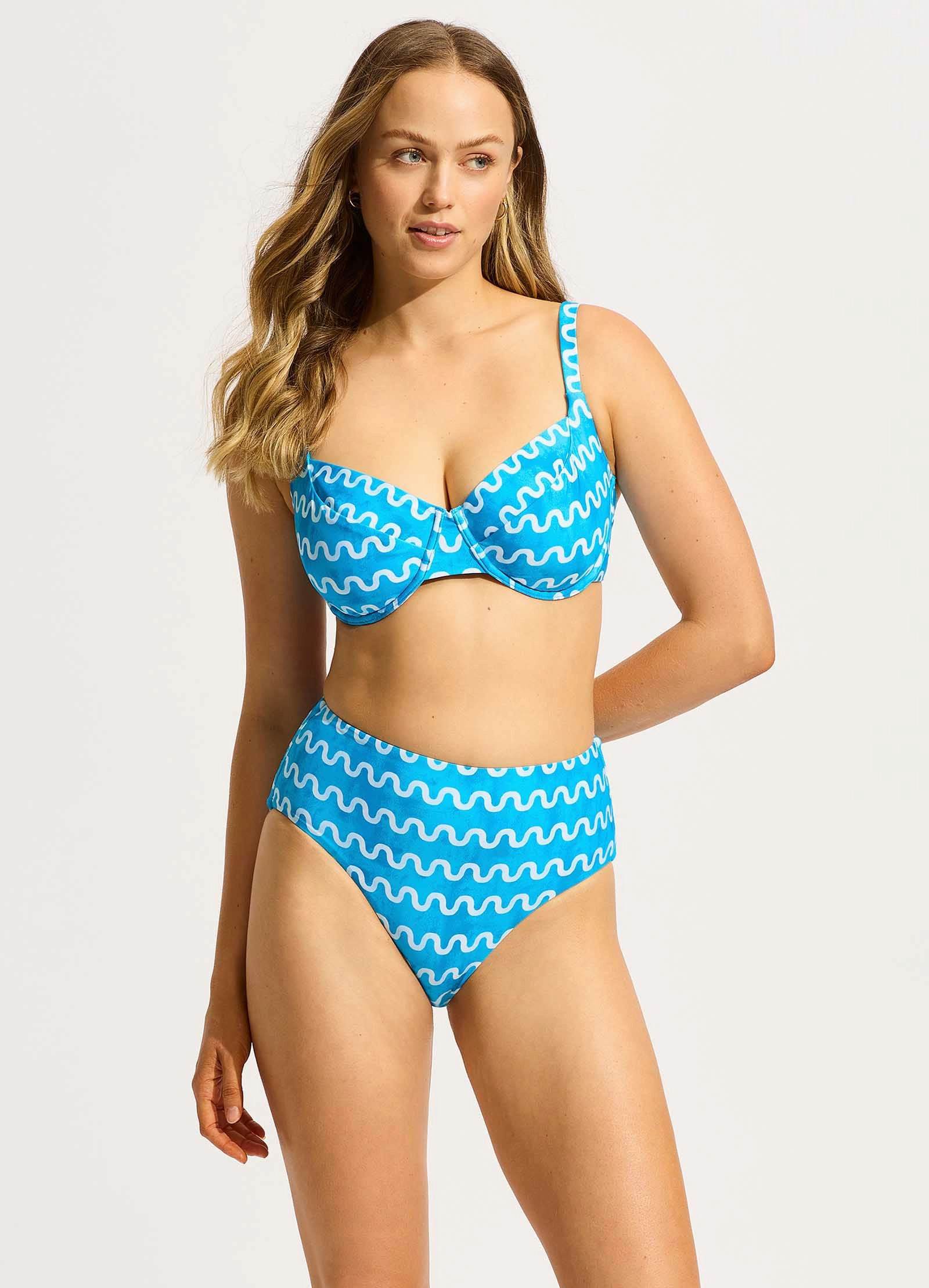 Soundwave F Cup Underwire Bikini Top - Turquoise plus size swimwear women, summer swimwear for ladies