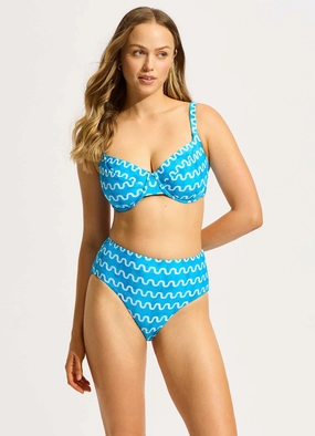 Soundwave F Cup Underwire Bikini Top - Turquoise plus size swimwear women, summer swimwear for ladies