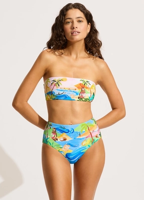 South Pacific High Waisted Bikini Bottom - Turquoise affordable swimwear for women, chic swimsuits for women