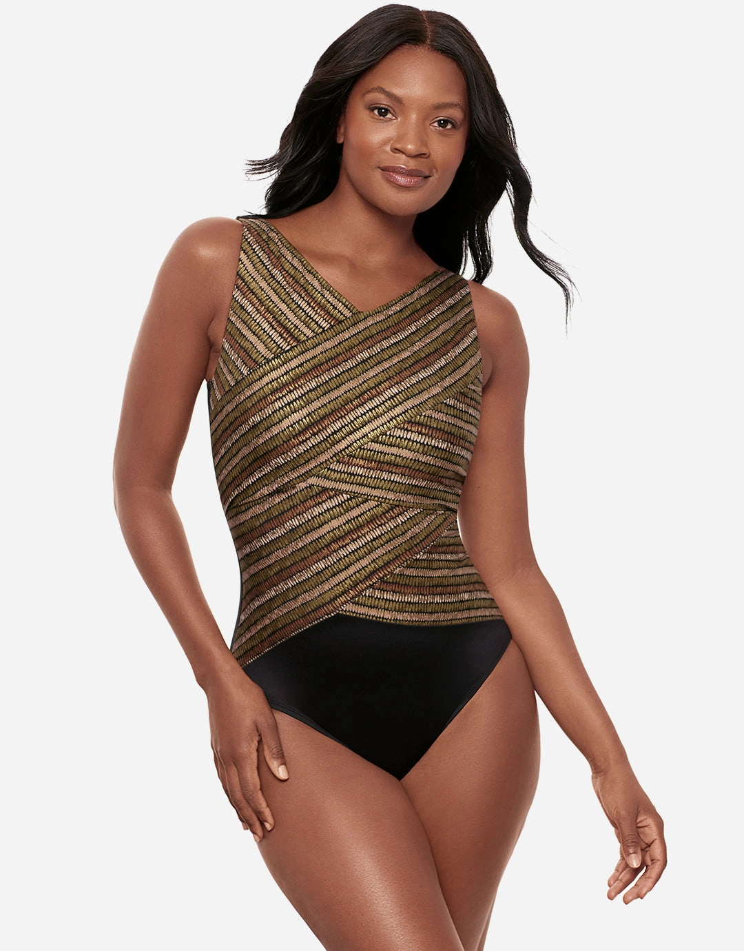 Sparkle Sands Brio Swimsuit - Black Multi plus size swimwear women, curvy womens swimsuits