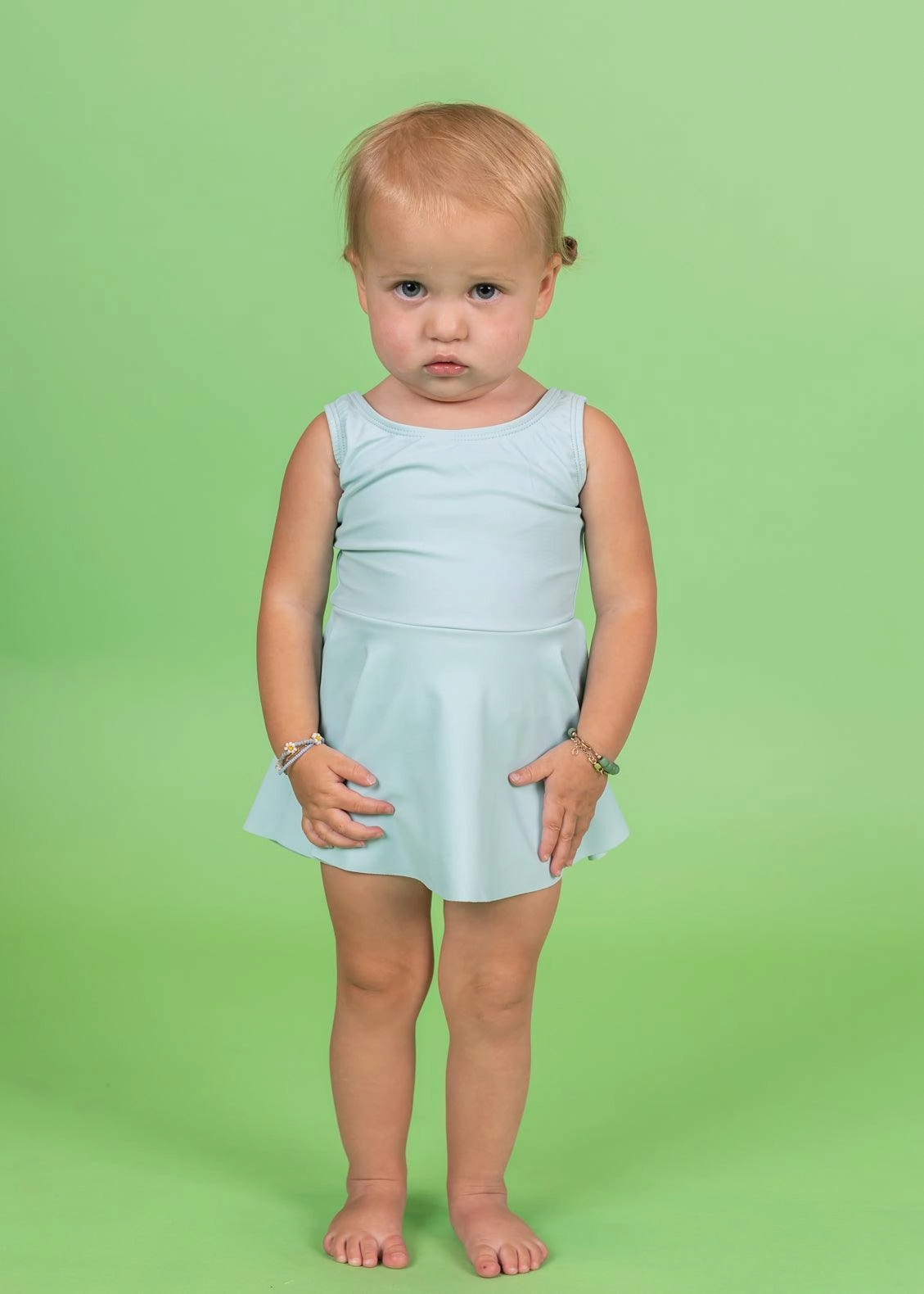 Spearmint | Baby Skirted One-Piece toddler girl swimwear, summer swimwear for girls