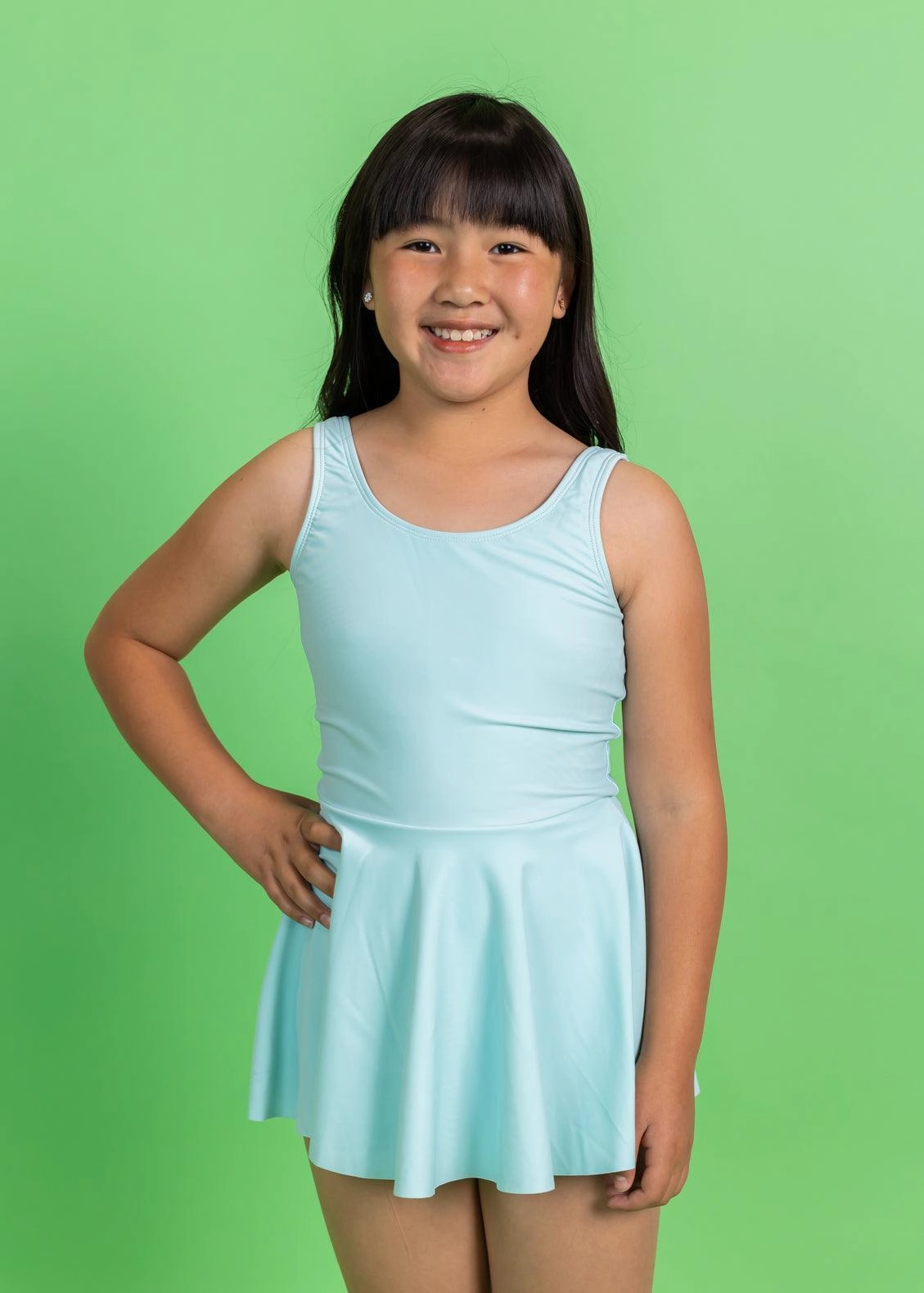 Spearmint | Mini Skirted One-Piece toddler girl swimwear, summer swimwear for girls