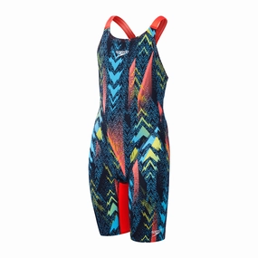Speedo Endurance  Max Junior Girls Kneeskin - Teal/Blue/Red performance swimwear for women, athletic swimsuits