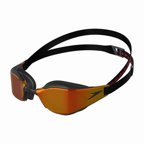 Speedo Hyper Elite Mirror Goggles - Black/Gold anti fog swim goggles, swim training goggles
