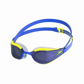 Speedo Hyper Elite Mirror Goggles - Blue/Yellow anti fog swim goggles, swim training goggles
