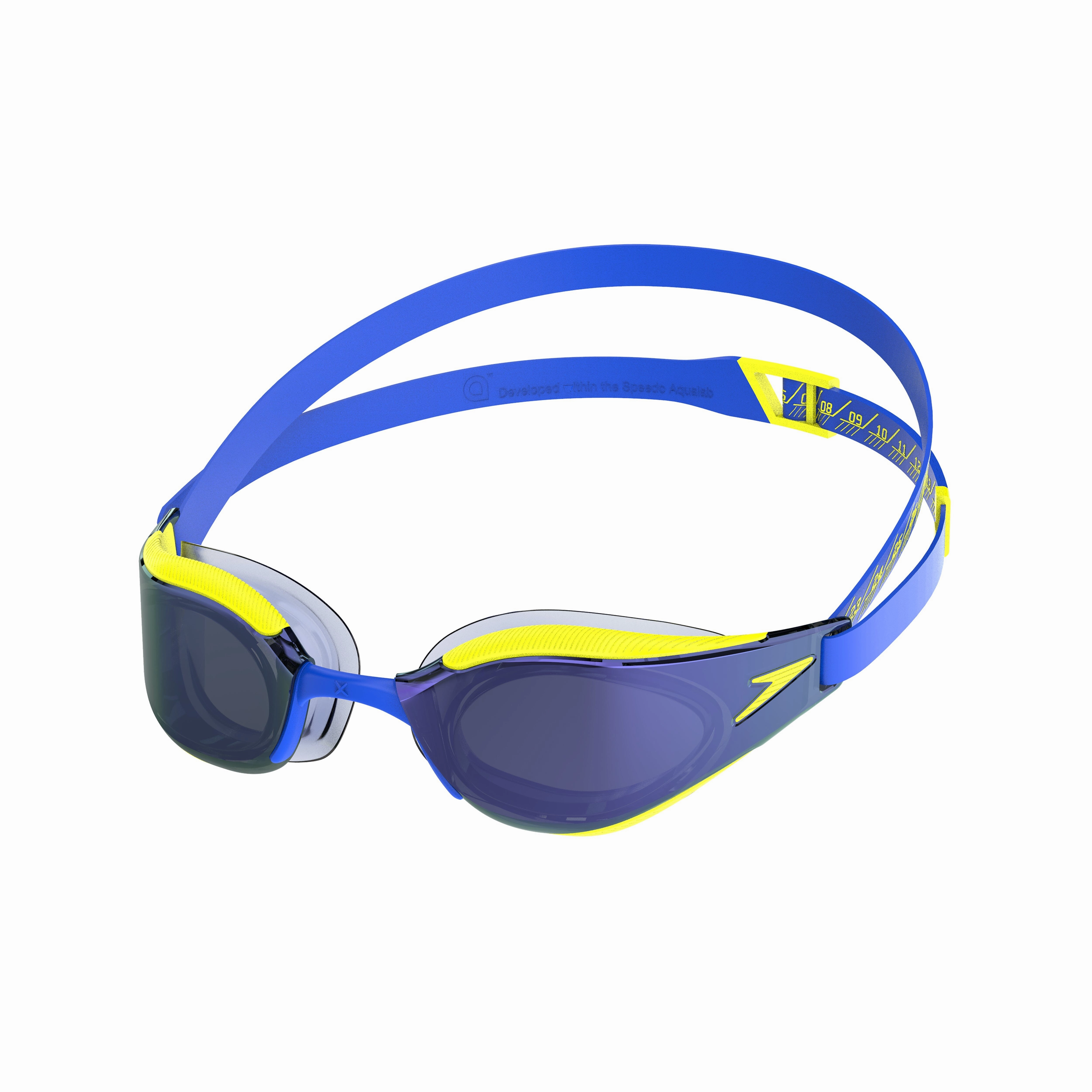 Speedo Hyper Elite Mirror Goggles - Blue/Yellow anti fog swim goggles, swim training goggles