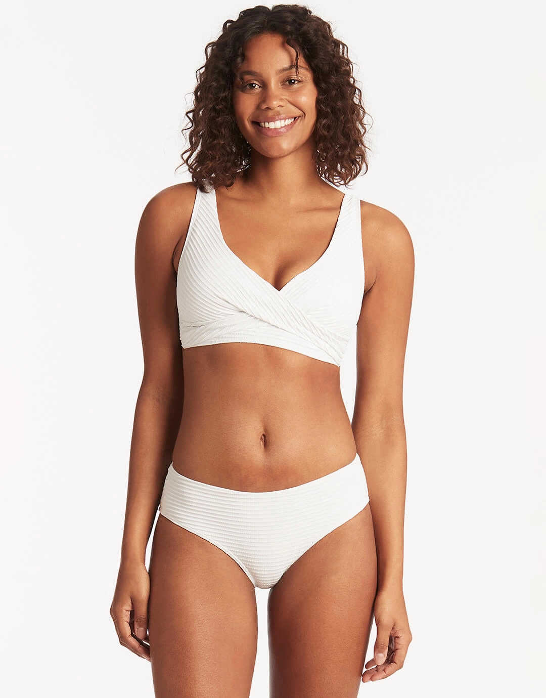 Spinnaker Cross Front Multi-Fit Bikini Top - White