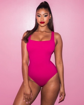 Squarey - Pink shaping swimwear for women, tummy control sculpting swimsuits