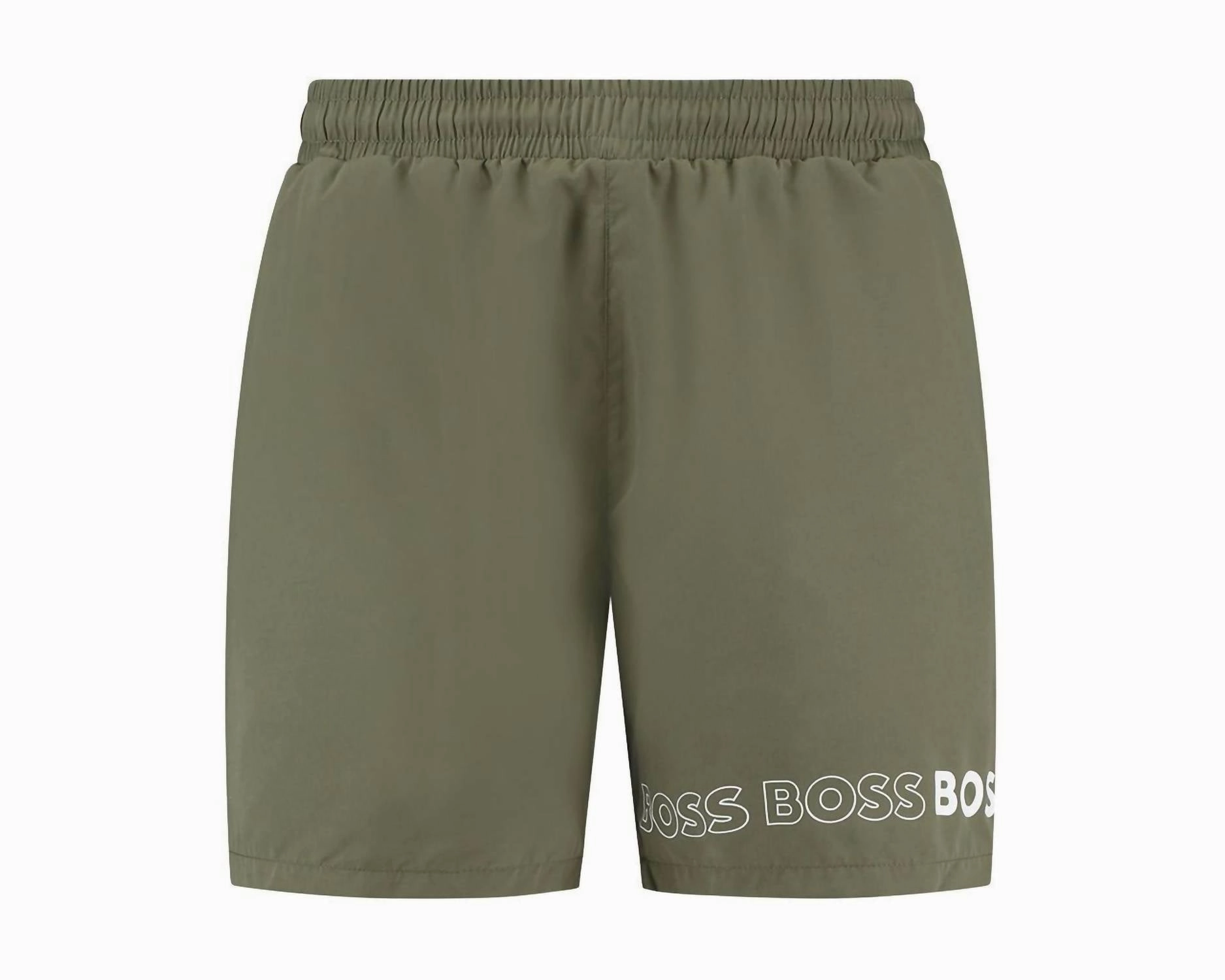 Standard Vertical Logo Swim Trunks In Kale Green