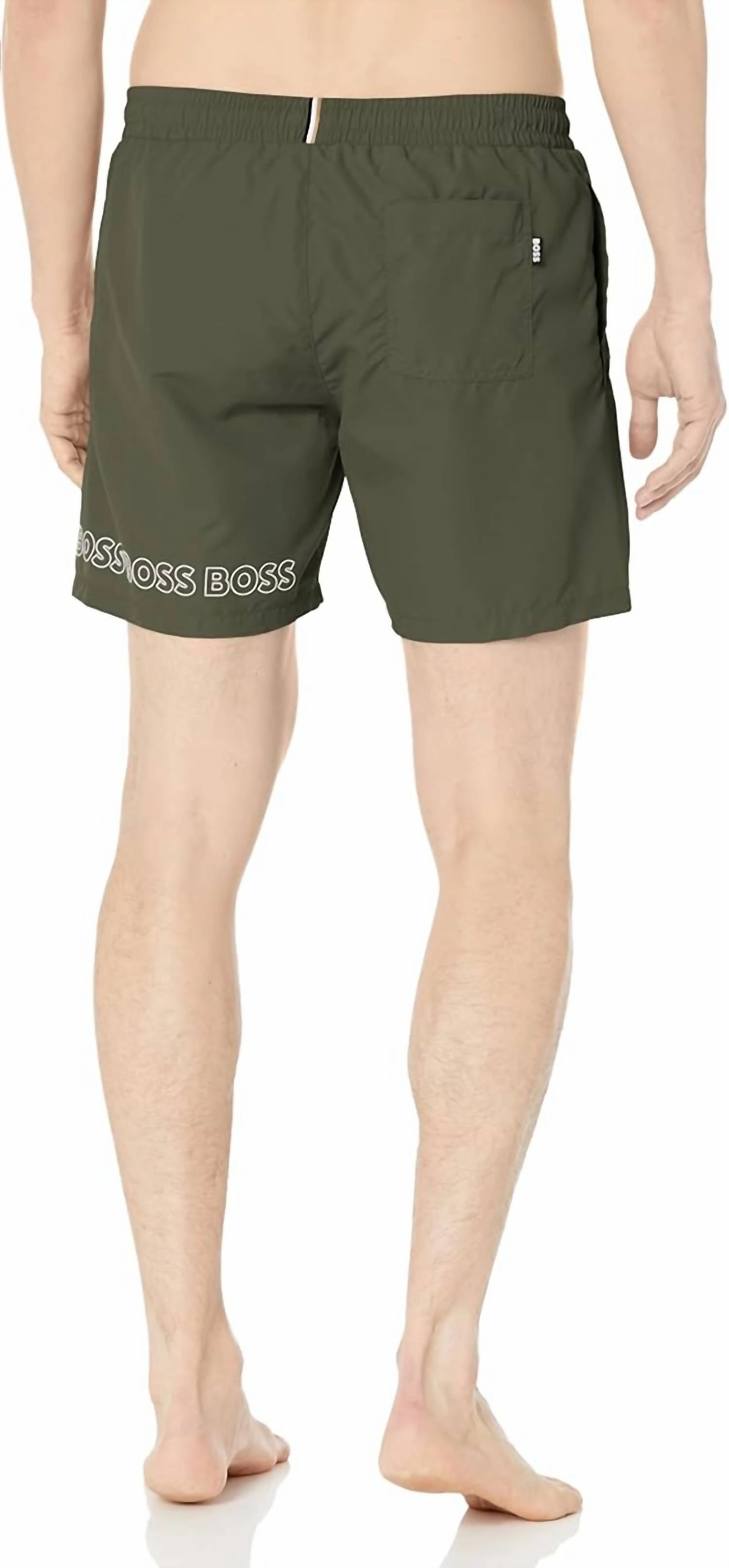Standard Vertical Logo Swim Trunks In Kale Green