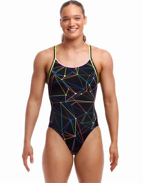 Star Sign Diamond Back Swimsuit - Black minimalistic swimsuits women, sleek swimwear styles