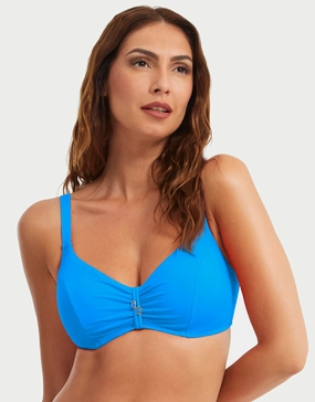 Stella Underwired Bikini Top - Blue full coverage swim tops, cute bikini tops