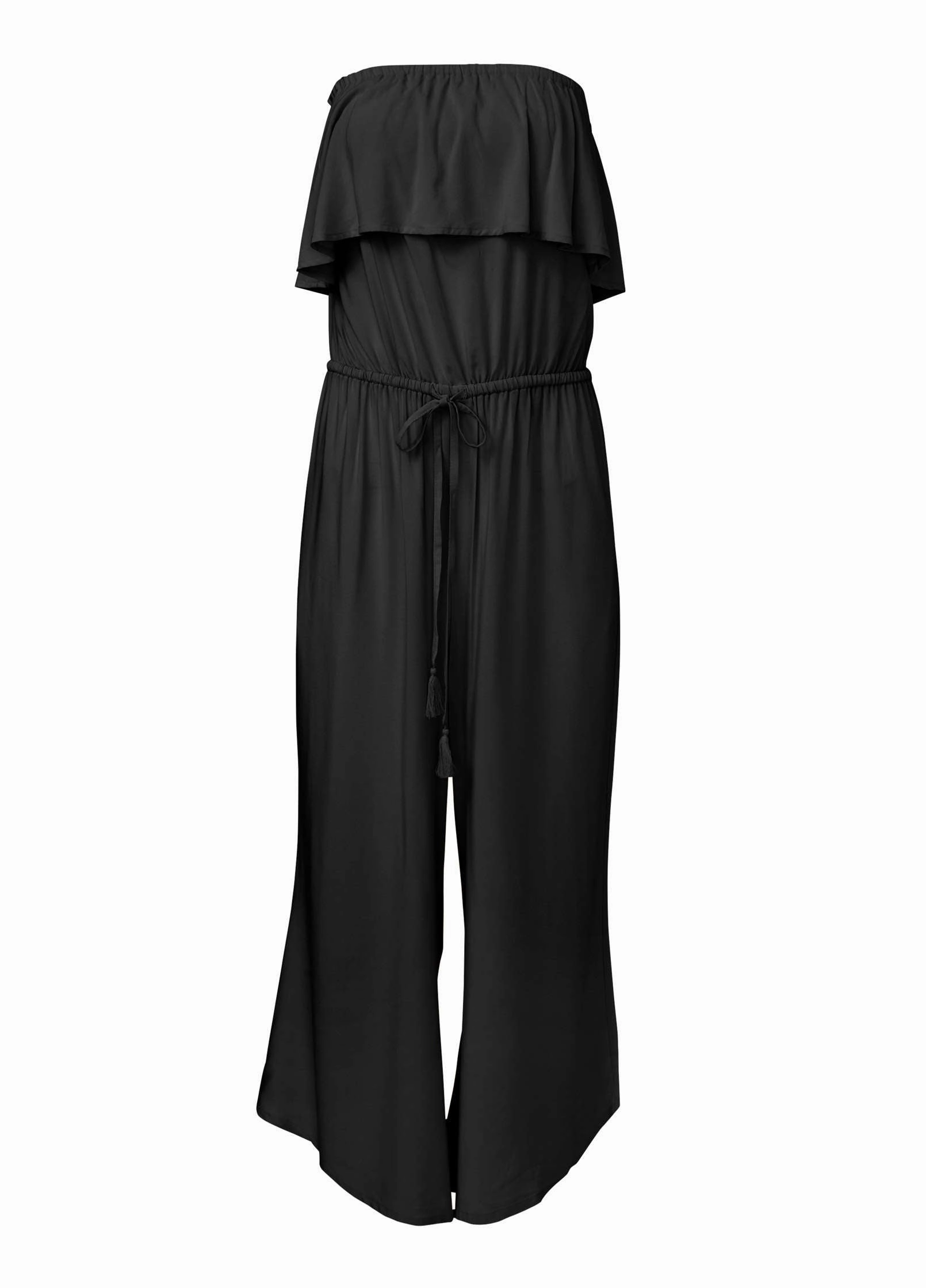 Strapless Jumpsuit Cover-Up - Black Beauty