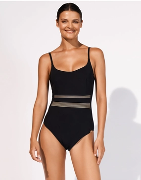Stratum Underwired Swimsuit - Black Sand underwired swimsuits for women, supportive swimwear tops