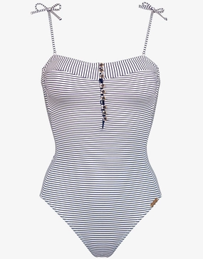 Strawberry Kiss Bandeau Swimsuit - White Night Blue pool-ready swimwear for women, trendy swimwear collection