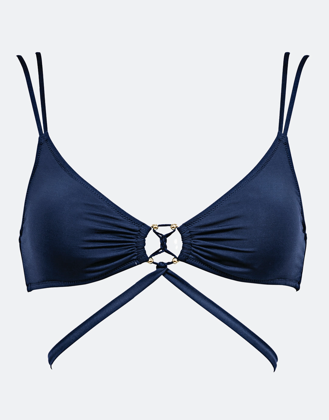 Summer Solids Cross Front Bikini Top - Deep Ink stylish swimwear tops, womens beach tops