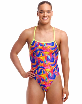 Summer Swirl Strapped In Swimsuit - Multi minimalistic swimsuits women, sleek swimwear styles