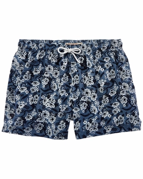 Sunset and Vine Microfiber Woven Printed Swim Trunk mens full coverage swimwear, stylish mens swim trunks