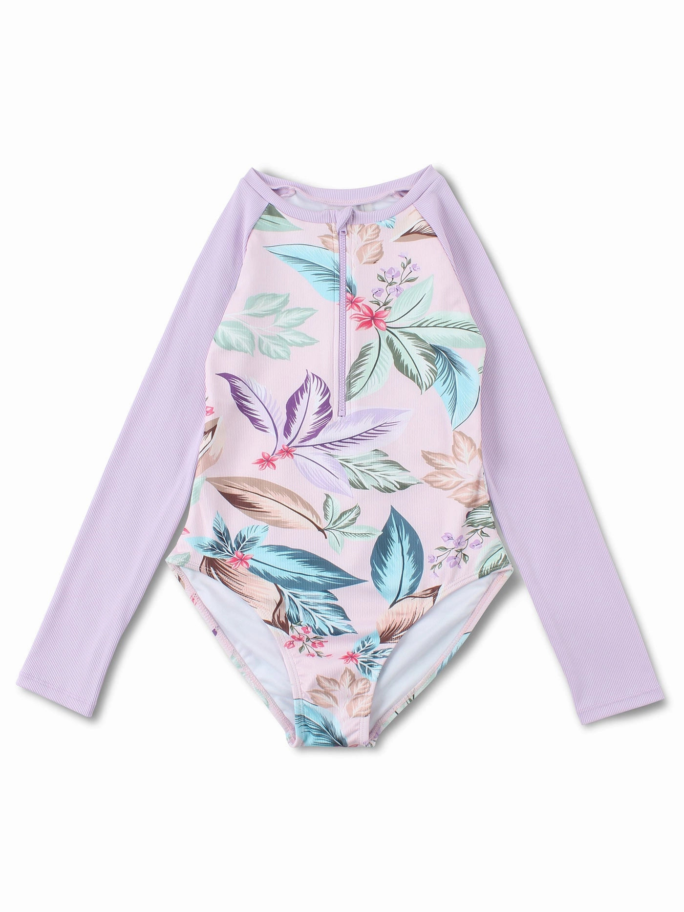 Surf Vibe Raglan One Piece Long Sleeve Rashguard (Girls 7-14)