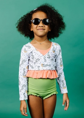 Sweet Pea Green | Mini All Ruffled Up Bottoms toddler girl swimwear, summer swimwear for girls
