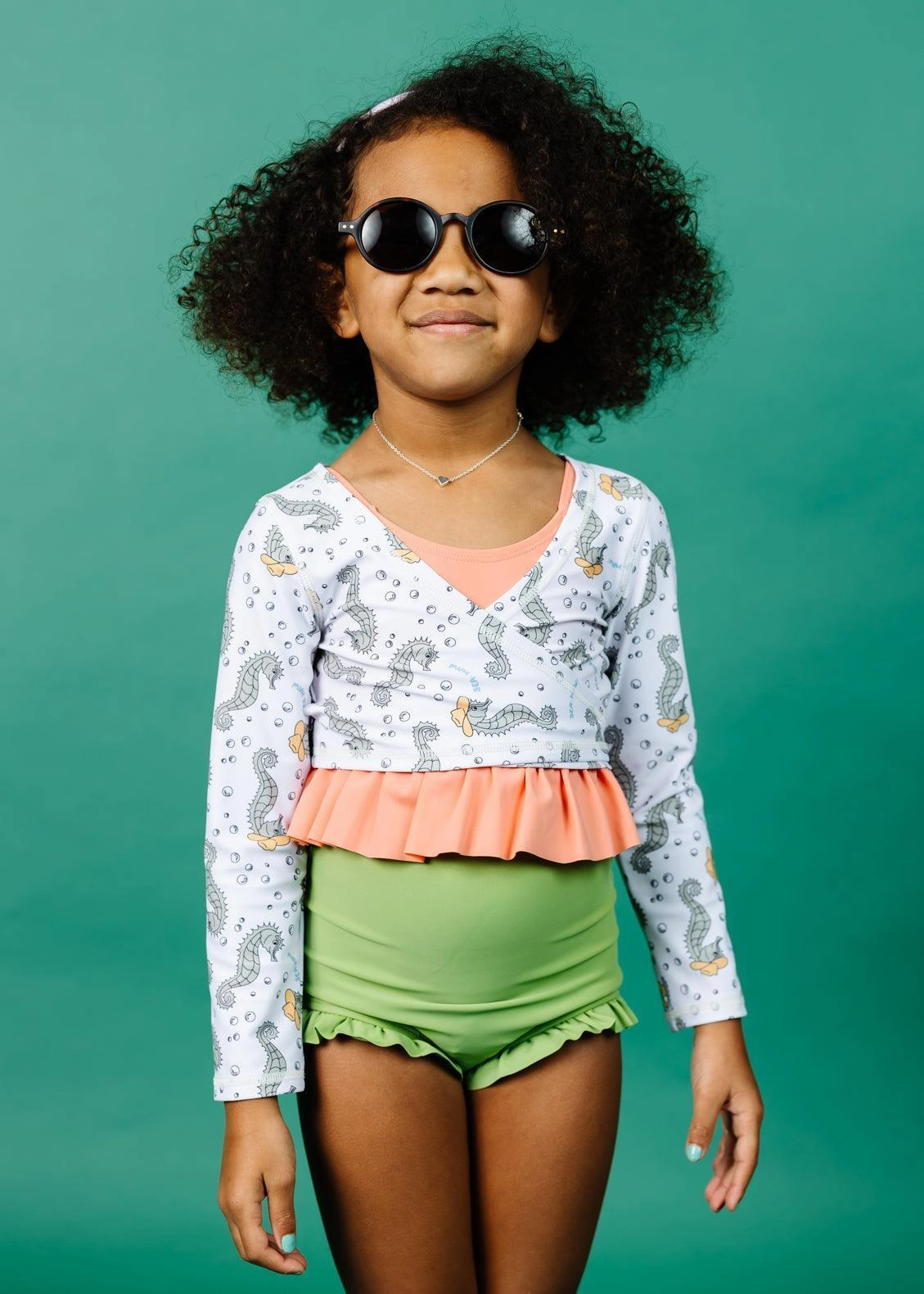Sweet Pea Green | Mini All Ruffled Up Bottoms toddler girl swimwear, summer swimwear for girls