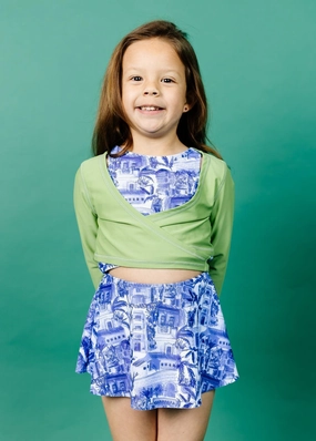 Sweet Pea Green | Mini Wrap Top Rashguard toddler girl swimwear, summer swimwear for girls