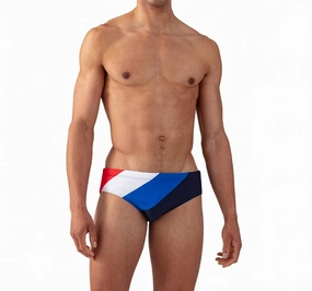 Swim Briefs Panelled In French Blue mens full coverage swimwear, stylish mens swim trunks