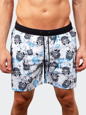 Swim Lion Monogram White mens beach swimwear, quick dry mens swimsuits