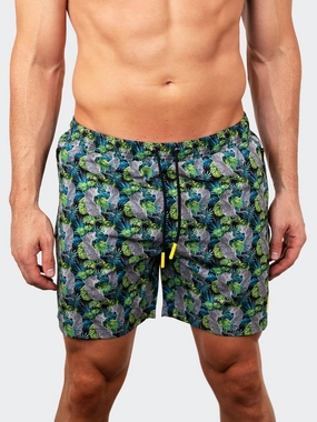 Swim Lion Tiger Green mens beach swimwear, quick dry mens swimsuits