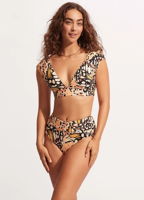 Take Flight Cap Sleeve Top - Mandarin high waist bikinis women, cheeky cut bikinis for women