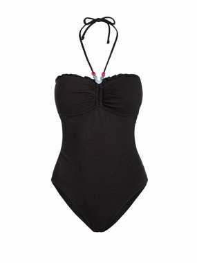 Talia One Piece In Black Texture fashionable beach swimwear, modern womens bikinis