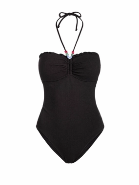 Talia One Piece In Black Texture high waist swimwear women, swimsuit for women beachwear