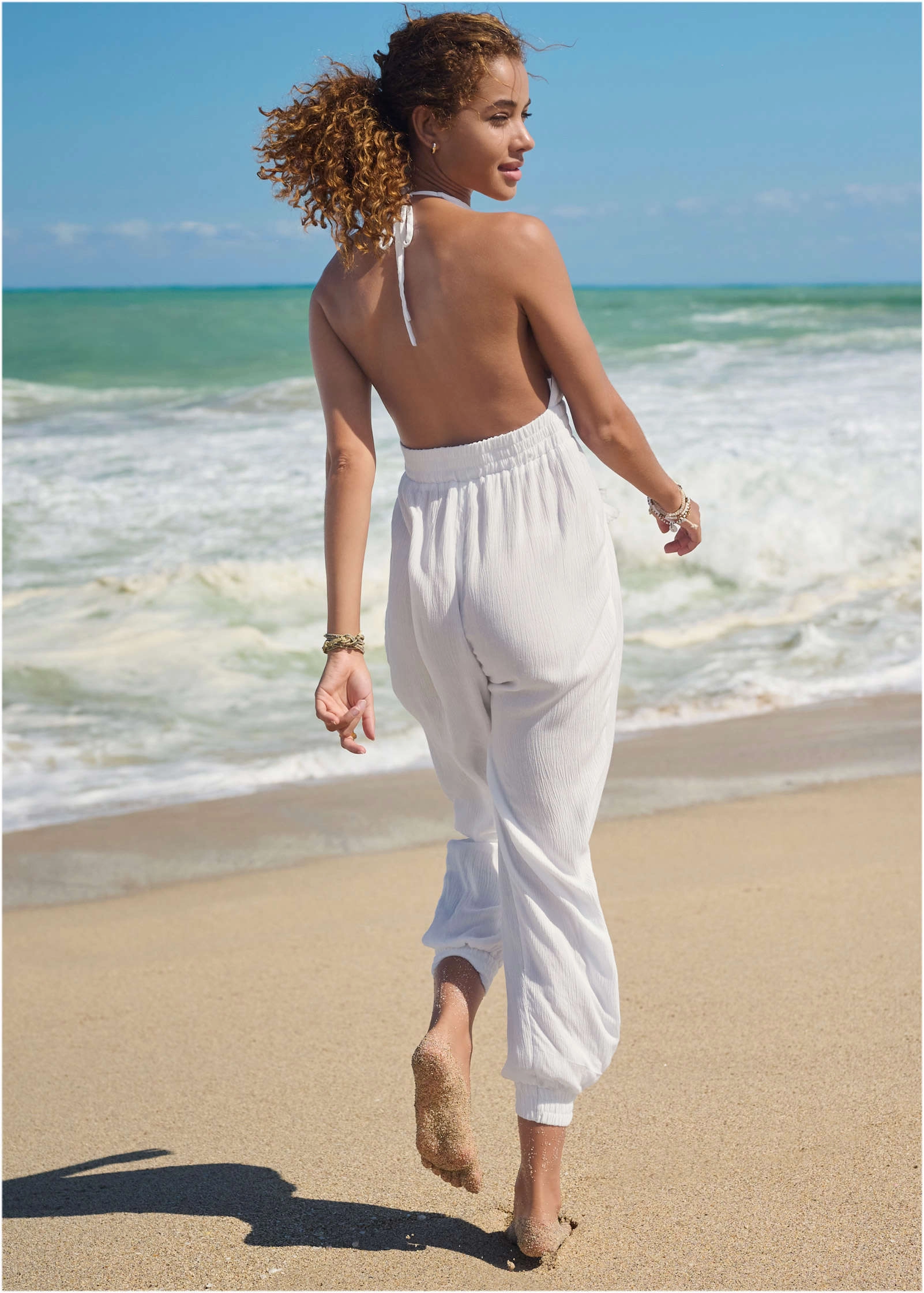 Tassel Jumpsuit Cover-Up - Pearl White