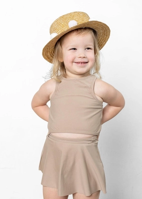 Taupe | Mini Detached Short Skirt toddler girl swimwear, summer swimwear for girls