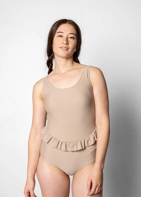 Taupe | Skirted One-Piece tankini swim tops, adjustable bikini tops