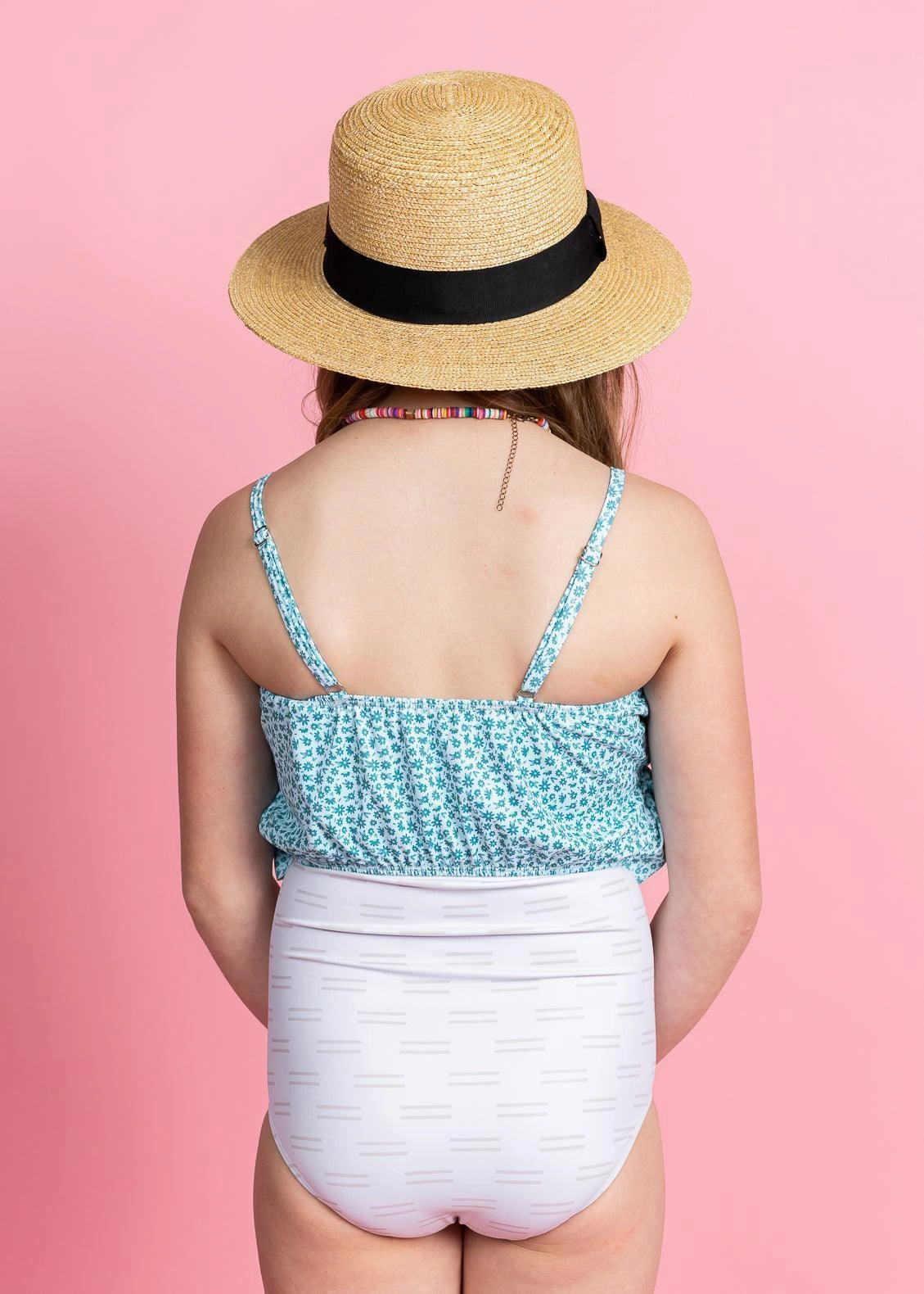 Taupe Dashes | Youth Down in Front Ruffle Bottoms