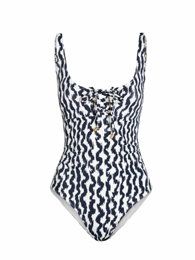 Taylor One Piece In Elysia Waves fashionable beach swimwear, modern womens bikinis