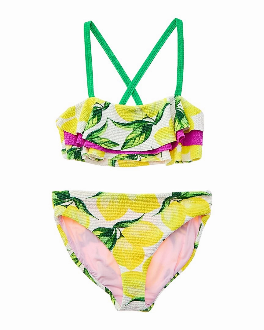 Terez 2pc Colorblocked Ruffle Bikini Set cute swimsuits for teen girls, modest teen swimwear
