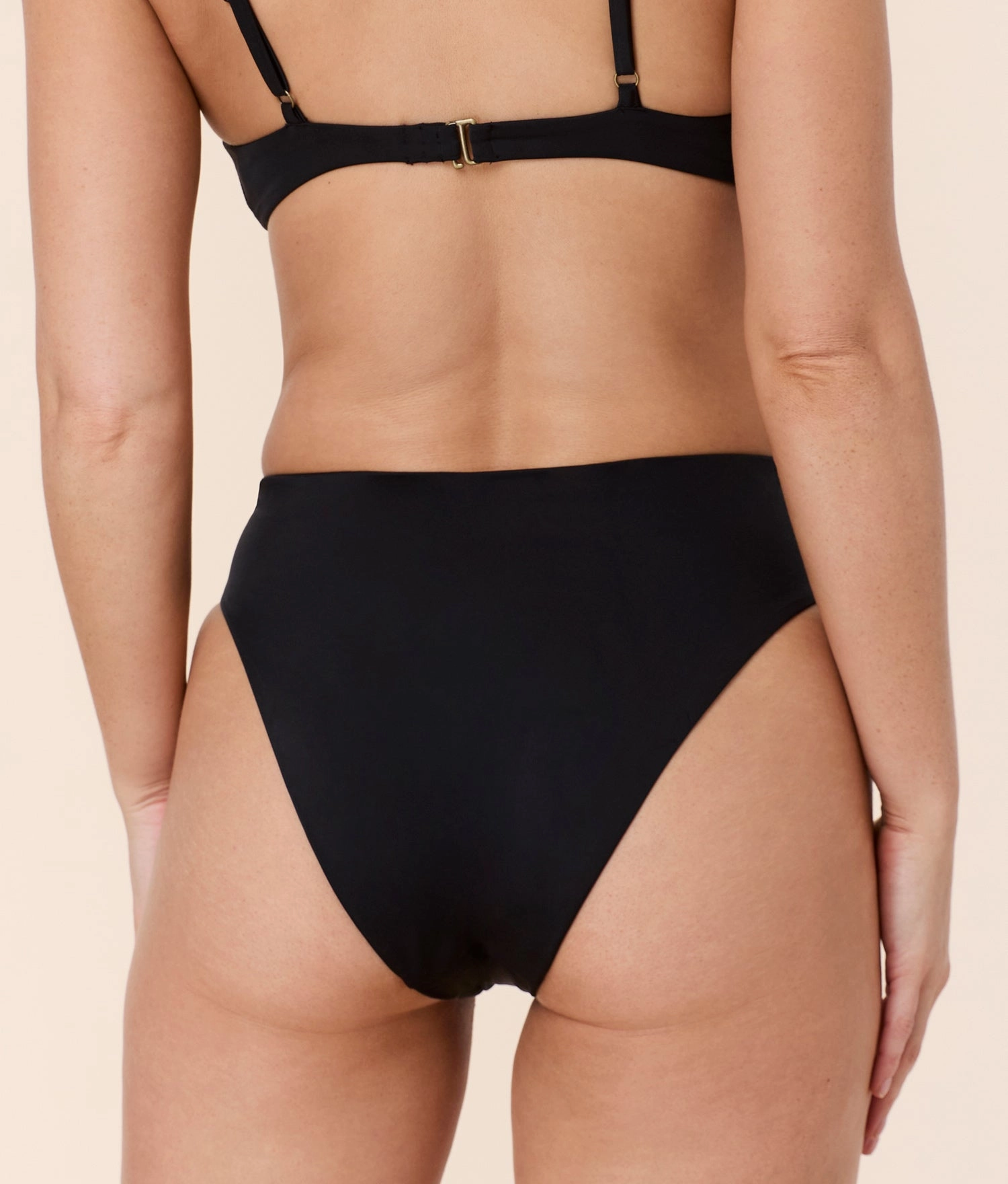The 90s High Waist Bikini Bottom - Eco Nylon - Black