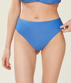 The 90s High Waist Bikini Bottom - Glossy Eco Nylon - Horizon (Archive) luxury womens swimwear, swimwear for beach vacation