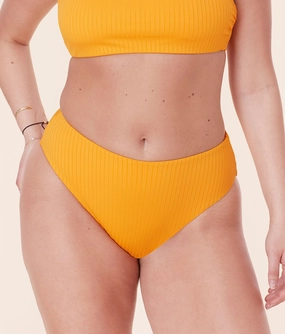 The 90s High Waist Bikini Bottom - Wide Rib - Tangerine luxury womens swimwear, swimwear for beach vacation