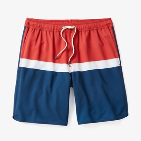 The Anchor Trunk In Red Colorblock mens beach swimwear, quick dry mens swimsuits