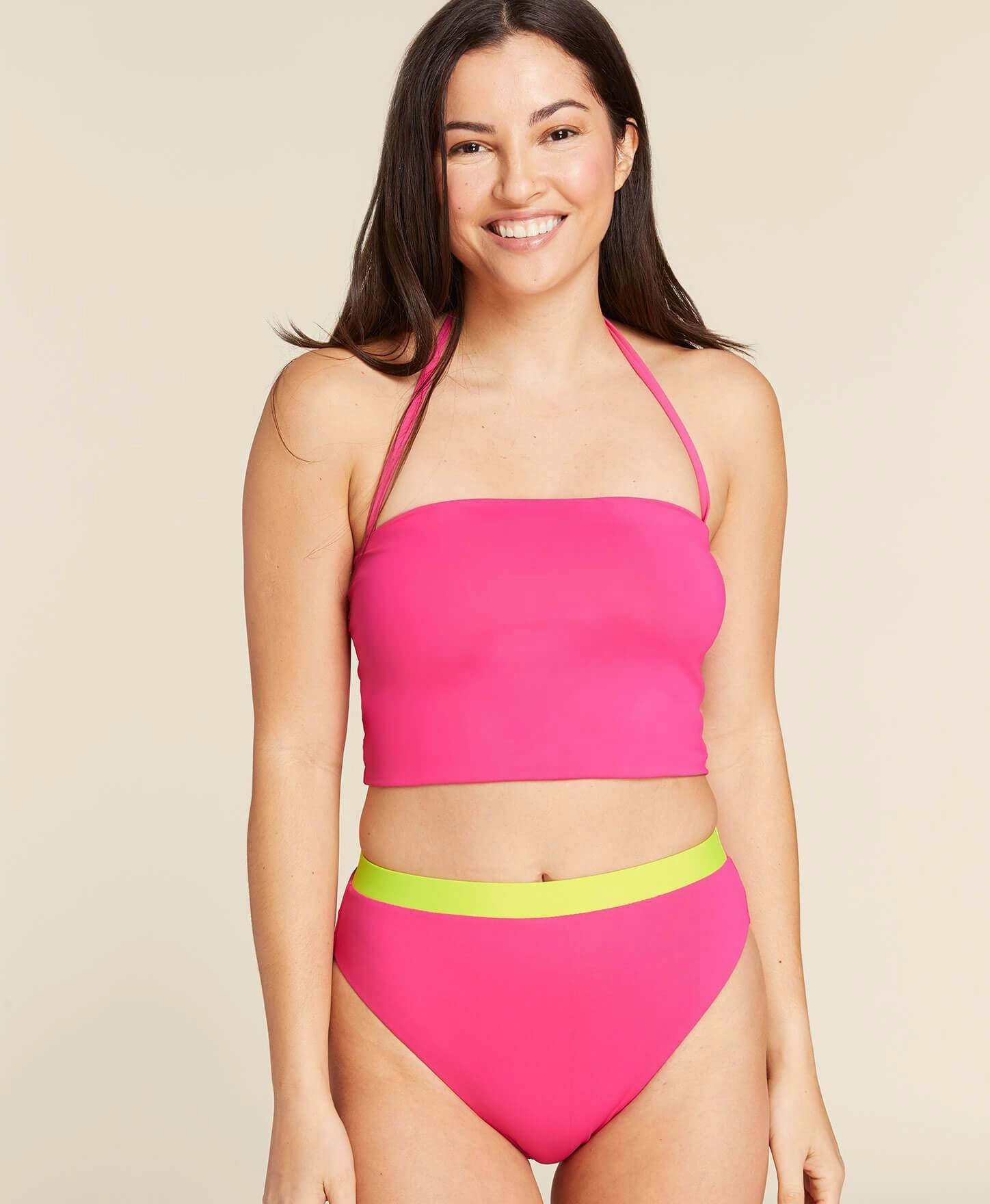 The Archive Aruba Bikini Top - Flat - Neon Hibiscus