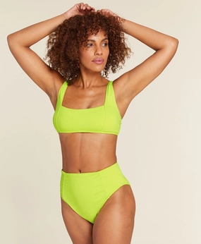 The Archive Havana Bikini Top - Flat - Neon - Lemon classic swimwear for women, everyday swimwear ladies
