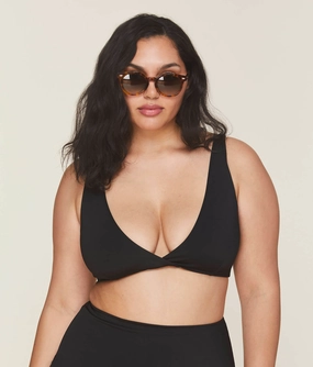 The Belmar Bikini Top - Glossy Eco Nylon - Black (Archive) luxury womens swimwear, swimwear for beach vacation