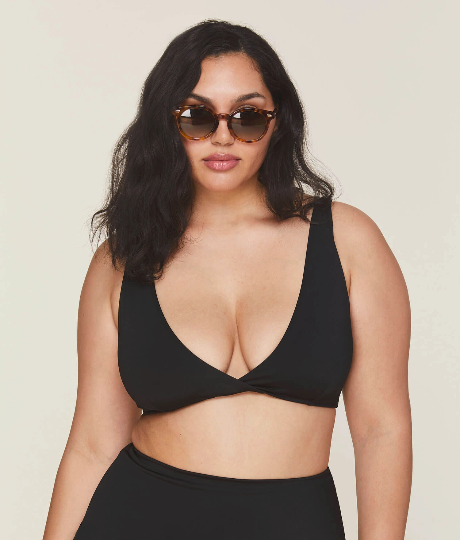 The Belmar Bikini Top - Glossy Eco Nylon - Black (Archive) luxury womens swimwear, swimwear for beach vacation